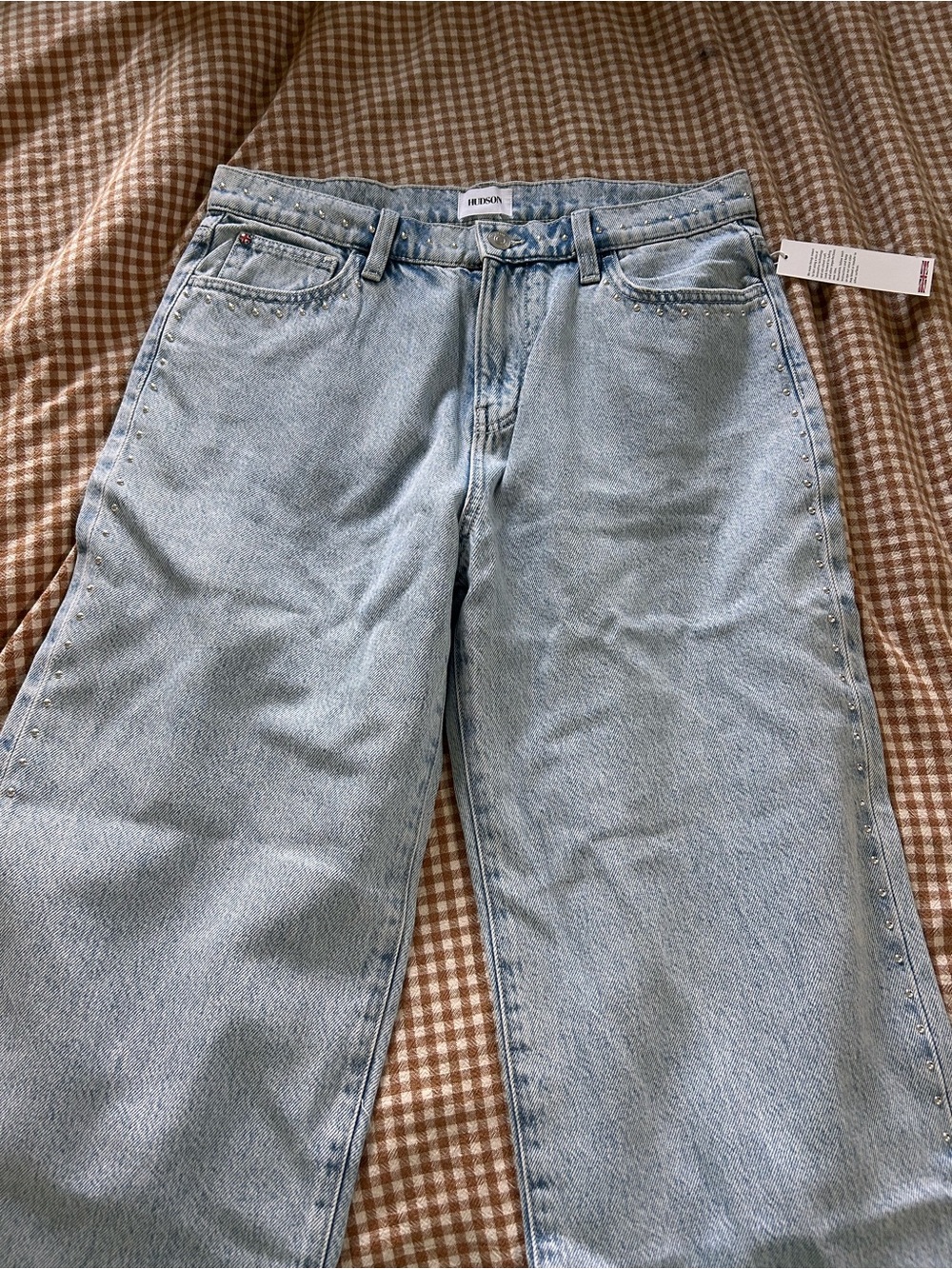 Hudson Light Blue wide Leg Studded Jeans for Women